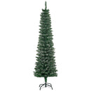 Albero di Natale Innevato Slim Ø48x165 cm con 443 Rami e Base Rimovibile Pieghevole in PVC e Metallo Verde      