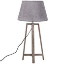 Lampada da Tavolo Paralume in Lino Base in Legno di Paulonia Grigio 68,5 cm 
