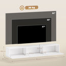 Mobile Porta TV fino a 82" Sospeso con 3 Armadietti a Ribalta e Ante Soft Close Bianco Lucido      