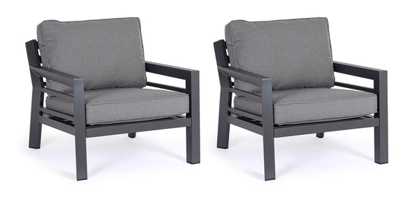 acquista Set 2 Poltrone con Cuscini da Giardino 80x85x88 cm in Alluminio Hendrix Antracite