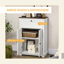 Credenza Bassa da Cucina in Stile Rustico 60x30x87,4 con Cassetto e Armadietto con Ripiano Regolabile in Legno Bianco      