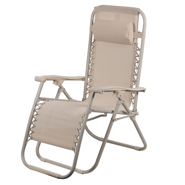 Sedia Sdraio Reclinabile e Richiudibile Rio 65x90x108 cm con Poggiatesta in Poliestere con Struttura in Acciaio Avorio Mélange prezzo