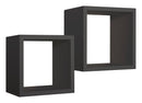 Set 2 Mensole Cubo da Parete Quadrato in Fibra di Legno Q-Bis Maxi Nero