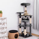 Albero Tiragraffi per Gatti a 4 Livelli in Peluche Sisal Naturale Grigio 40x40x132 cm 