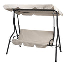 Dondolo da Giardino 3 Posti 170x110x160 cm con Tetto Parasole in Acciaio e Poliestere Avorio      