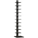 Libreria Moderna 34,5x41,5x163.5 cm a 11 Ripiani Salvaspazio Stile Industriale Rivestimento in Melamina Nero      
