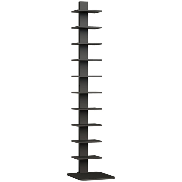 sconto Libreria Moderna 34,5x41,5x163.5 cm a 11 Ripiani Salvaspazio Stile Industriale Rivestimento in Melamina Nero