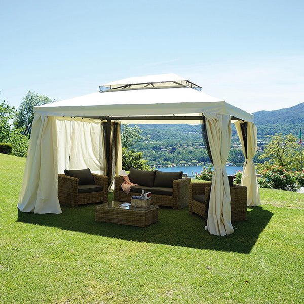 prezzo Gazebo da Giardino in Alluminio 3X4m Vorghini Blind Ecrù