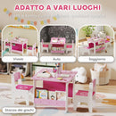 Set Tavolo con 2 Sedie per Bambini 3-8 Anni Tavolino con Scaffale in Legno MDF con Disegni a Cuori Rosa      