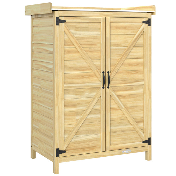 acquista Armadio da Giardino 71.5x39x95 cm con Piano in Acciaio Ripiani e Ganci in Legno