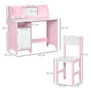 Banco Scuola per Bambini con Sedia in Legno Bianco e Rosa  