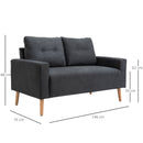 Divano 2 Posti Moderno in Stile Nordico 145x76x88 cm con Schienale Trapuntato in Tessuto Grigio