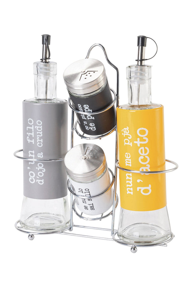 Menage 5 Pezzi in Vetro con Stand in Metallo VdE Tivoli 1996 Spqr acquista