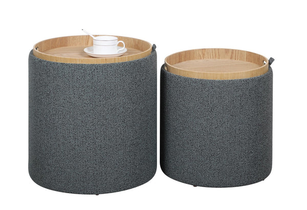 Set 2 Pouf con Contenitore  in Poliestere Sasha Dark prezzo