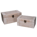 Set 2 Scatole in Legno sbiancato rettangolare 