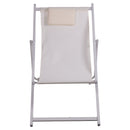 Sdraio Pieghevole Lido con Poggiatesta 94x60x92-81 cm in Poliestere e PVC Avorio      
