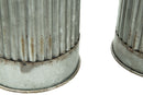 Portacandele Illinois Coppia Ø12,5x25-12,5x31 cm in Ferro Argento