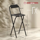 Set 2 Sgabelli da Bar Pieghevoli con Poggiapiedi 37x45x87 cm in Legno e Acciaio Nero  