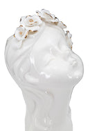 Vaso Young Lady Roses 10x14x26 cm in Porcellana Bianco e Oro      