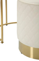 Comodino Toeletta con Puff Sharon Ø52x70 cm - Ø36x39 cm in Pino e MDF e Metallo e Plastica      