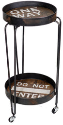 Colonnina Rotonda Portapiante in Metallo 2 Ripiani con Ruote