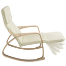 Sedia a Dondolo Poltrona Relax Cotone Beige Schienale e Poggiapiedi Regolabile