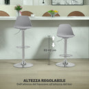 Set 2 Sgabelli da Bar 38x42x82-104 cm con Schienale e Poggiapiedi in PP Pelle PU e Acciaio Grigio      