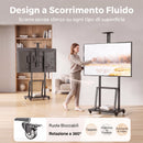 Carrello Porta TV 32-75 Pollici 70x43x139,5-192 cm con Altezza Regolabile Ruote e Ripiano in Metallo Nero      