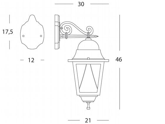 Lampada Applique Grande in Basso con Led Colore Nero per Esterno Linea Mac Sovil
