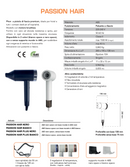 Asciugacapelli Professionale Vama PASSION HAIR Motore Brushless 1500W per Hotel con Base Murale Nero