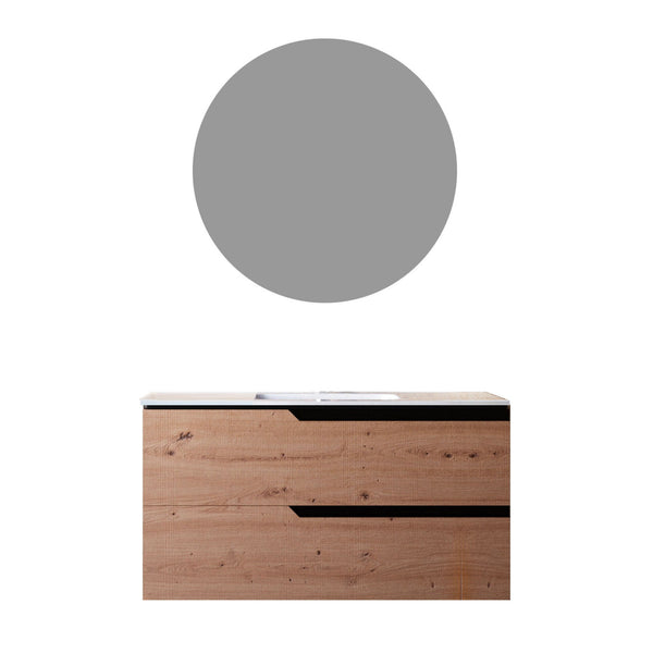 Mobile bagno 100 cm Sospeso Rovere Cartagena Boston con Specchio Rotondo Bonussi sconto