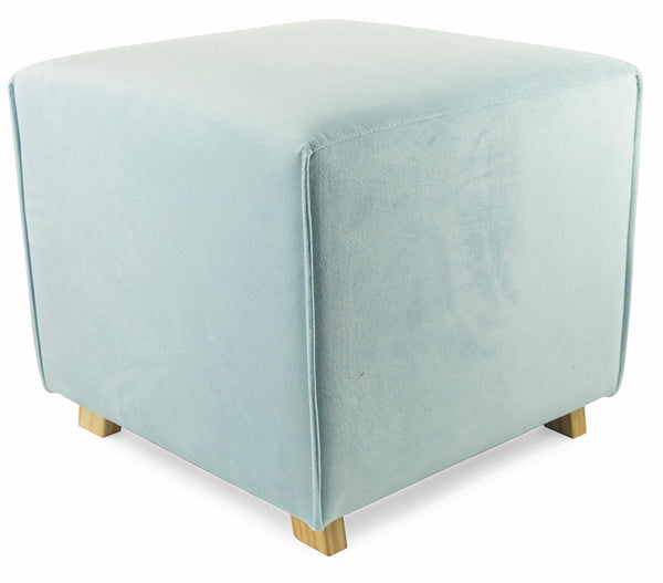 Pouf Poggiapiedi Sgabello Quadrato 47x47x42 cm in Velluto Soriani Celeste online