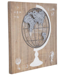 Pannello Mondo Ferro/Legno 50,7x6,5x50,7 cm in Legno e Ferro Marrone