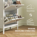 Scarpiera Slim per 14 Paia di Scarpe 80x24x95,5cm 2 Cassetti Bianco   