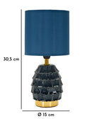 Lampada da Comodino Pigny Blu Ø15x30,5 cm in Ceramica e Ferro e Tessuto Blu      