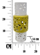 Vaso Yellow Ring Ø14x34 cm Porcellana Bianco e Verde