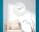 Orologio Bianco Heart Ø55x4 cm in Ferro MDF e Specchio Bianco