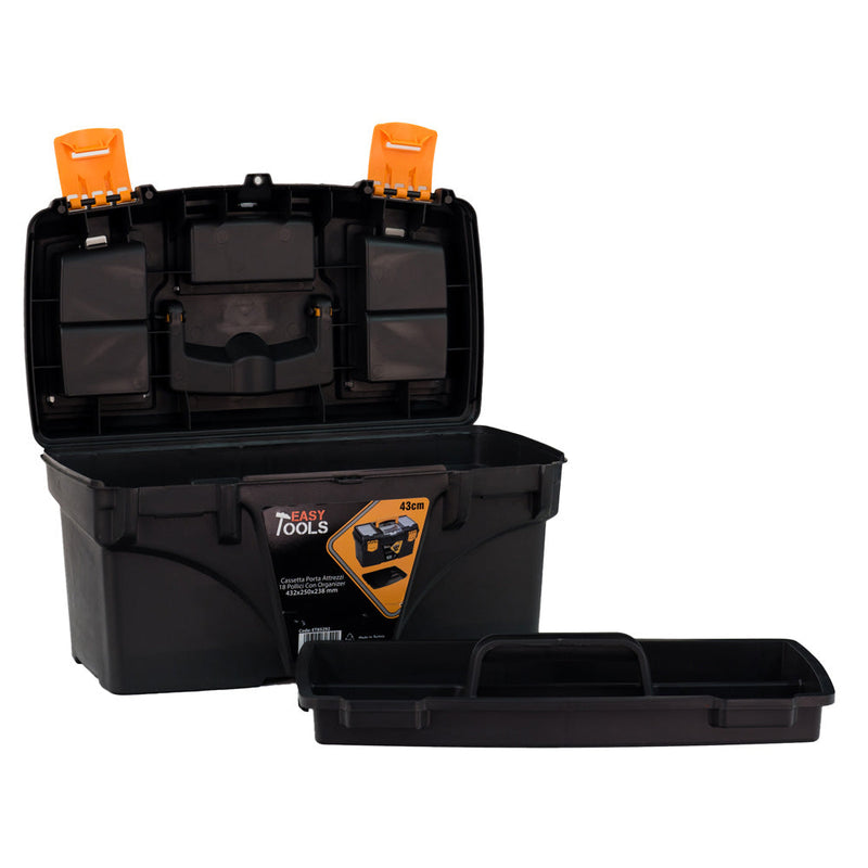 Cassetta Porta Attrezzi 43,2x25x23,8 cm in Plastica Nero