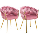 Set 2 Sedie per Sala da Pranzo e Ufficio in Velluto Rosa Antico Sedia Ergonomica