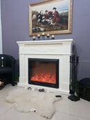 Camino Elettrico da Pavimento 110x130x33 cm Effetto Fiamma 1500W Atena Panna