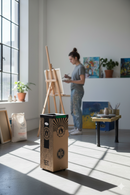 Pattumiera Per Raccolta Rifiuti 28x28xh70 cm in Cartone Con Stampa Grafica Vetro Beige