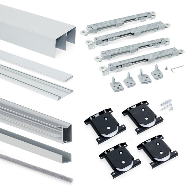 Sistema a Scorrimento Inferiore per Armadio 2 Ante 16 mm con Chiusura Soft Emuca sconto