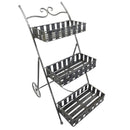 Portapiante Fioriera da Giardino a 3 Livelli con Ruote Argento 53x39x79 cm 
