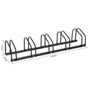 Rastrelliera Portabici 5 Posti in Acciaio 130x33x27 cm Nera 