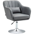 Poltrona Girevole con Cuscino Lombare 60x60x79-91 cm in Tessuto Tecnico Grigio  