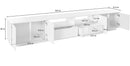 Mobile TV 4 Ante 2 Cassetti 260x41,4x46 cm Bloom Bianco Lucido e Noce