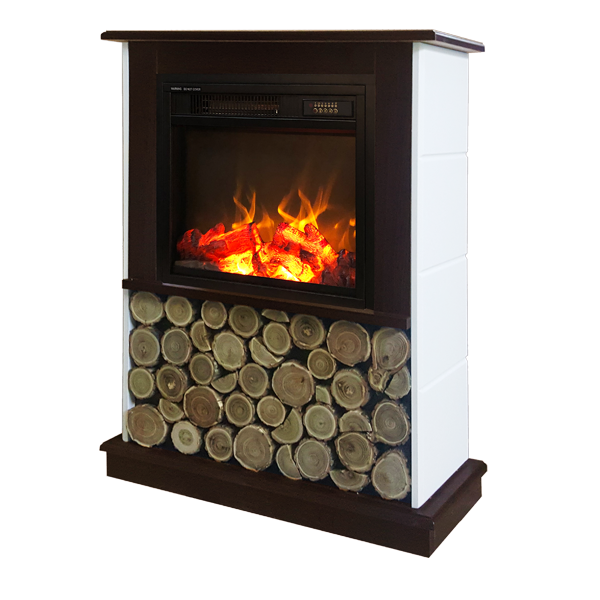 prezzo Camino Elettrico da Pavimento 90x70x25 cm Effetto Fiamma 1100W Andreea & Dionis Bianco/noce scuro