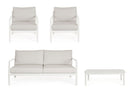 Set 4 Pezzi Salotto da Giardino con Divano 2 Poltrone e Tavolino in Alluminio e Spun Poly Sirius Vapor 