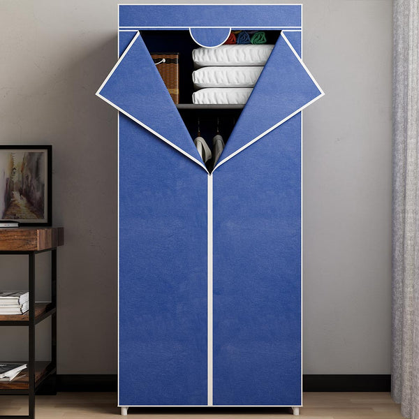 Armadio in tessuto TNT Guardaroba Appendiabiti con ripiano 70x46x160 cm Blu online
