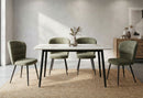 Tavolo da Pranzo Josh 138x78x76 cm in Metallo e Ceramica Nero e Bianco      